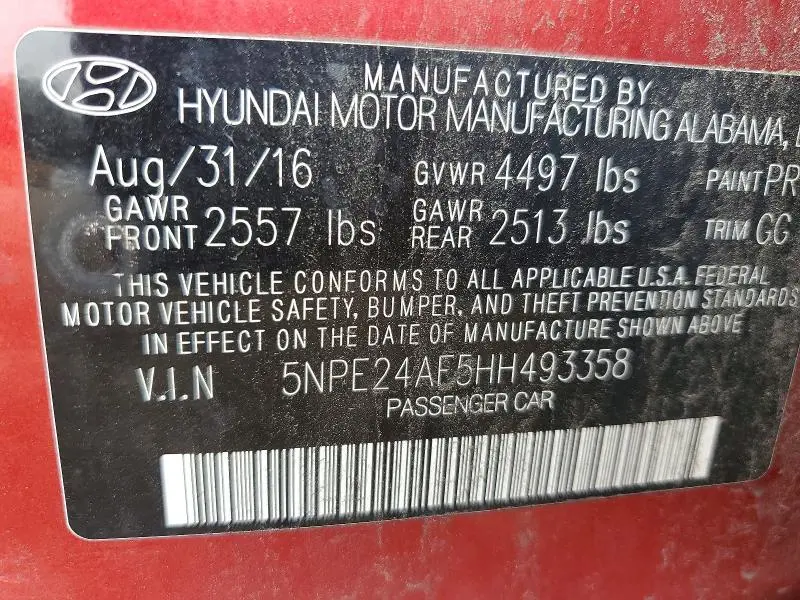 2017 HYUNDAI SONATA SE  