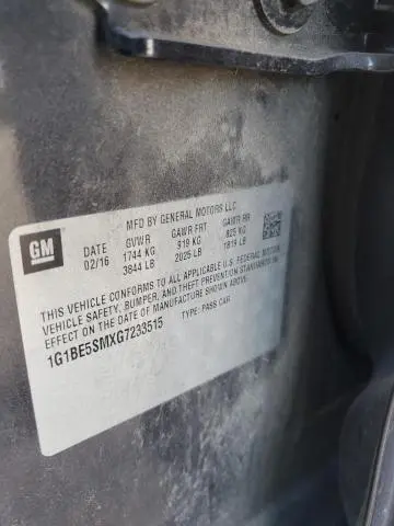 2016 CHEVROLET CRUZE LT