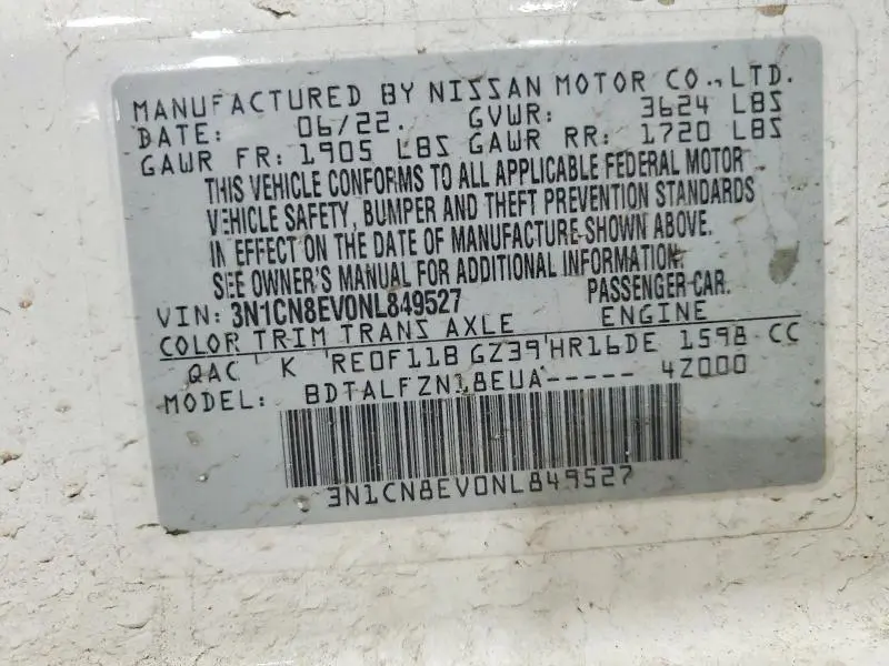 2022 NISSAN VERSA SV  