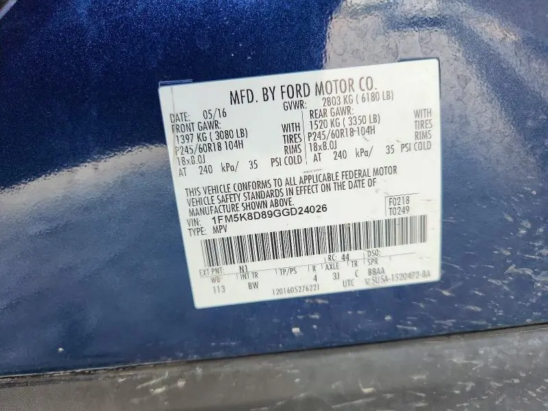 2016 FORD EXPLORER XLT  