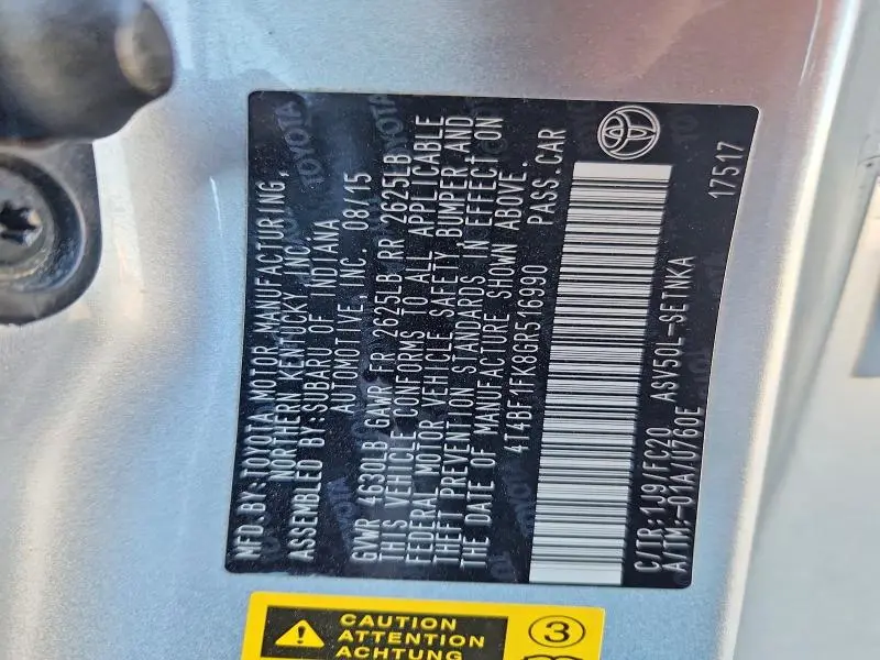 2016 TOYOTA CAMRY LE  