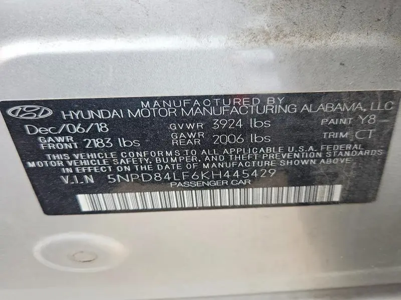 2019 HYUNDAI ELANTRA SEL  
