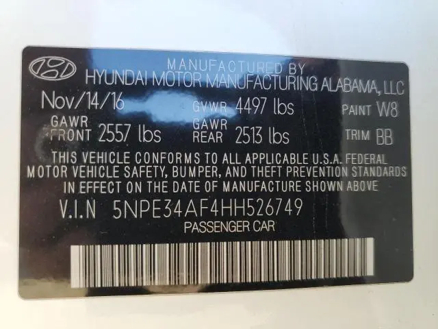 2017 HYUNDAI SONATA SPORT  