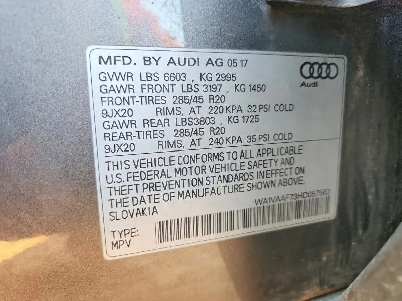 2017 AUDI Q7 PRESTIGE  