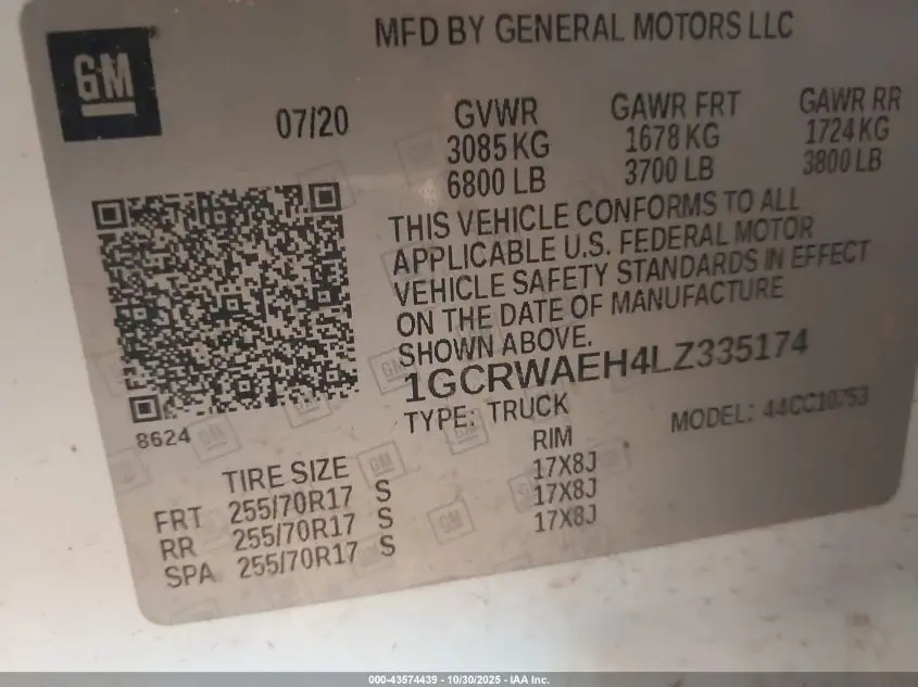 2020 CHEVROLET SILVERADO 1500 2WD  STANDARD BED WT