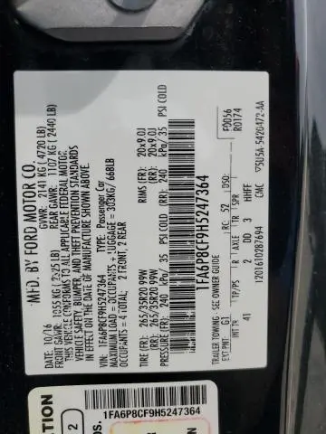 2017 FORD MUSTANG GT