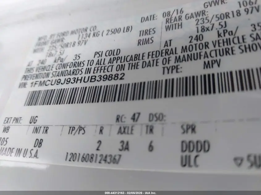 2017 FORD ESCAPE TITANIUM