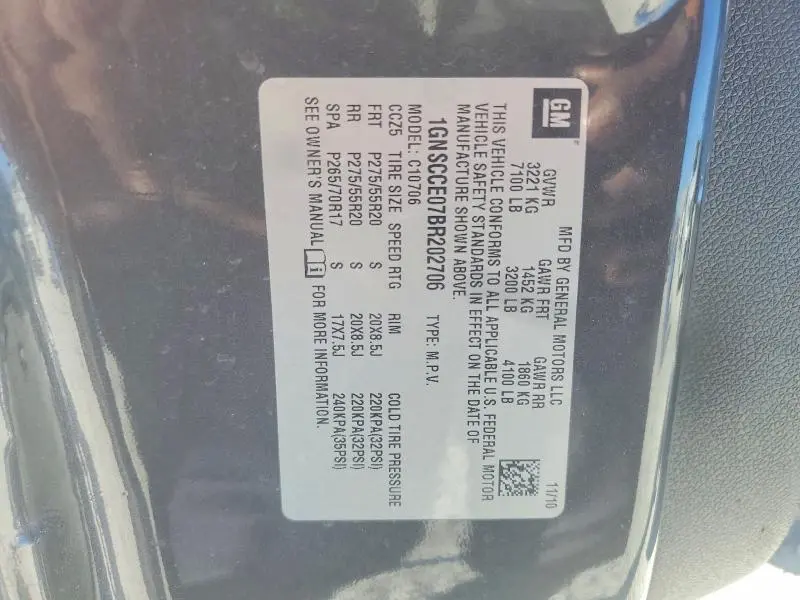 2011 CHEVROLET TAHOE C1500 LTZ  