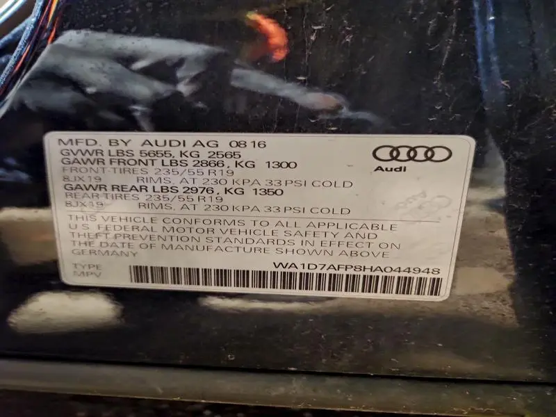 2017 AUDI Q5 PREMIUM PLUS S-LINE  