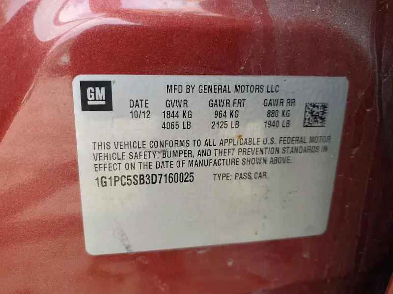 2013 CHEVROLET CRUZE LT  