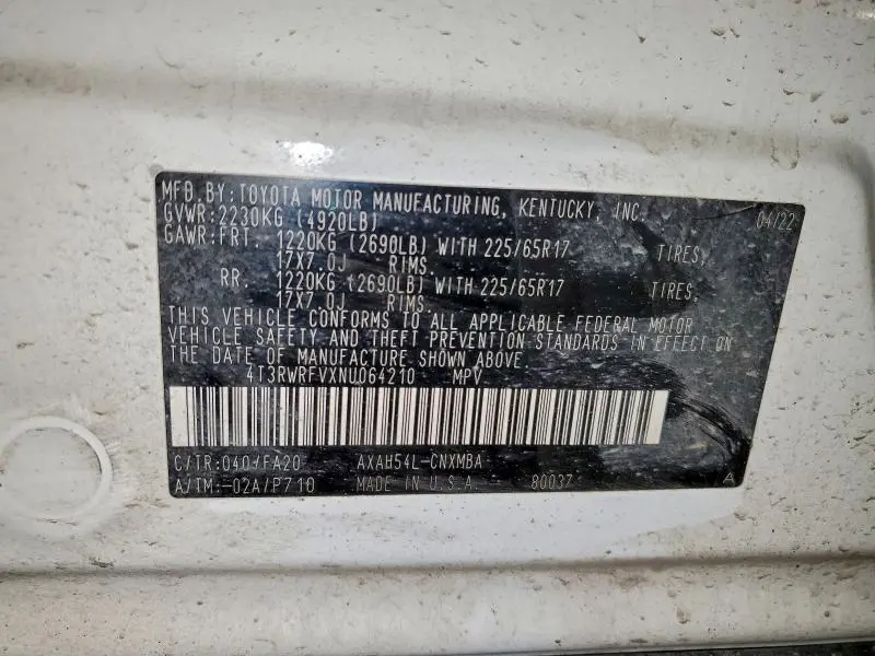 2022 TOYOTA RAV4 XLE  