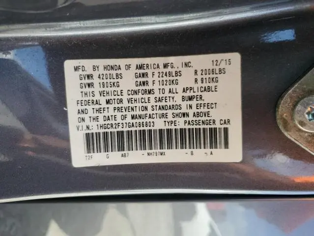 2016 HONDA ACCORD LX  