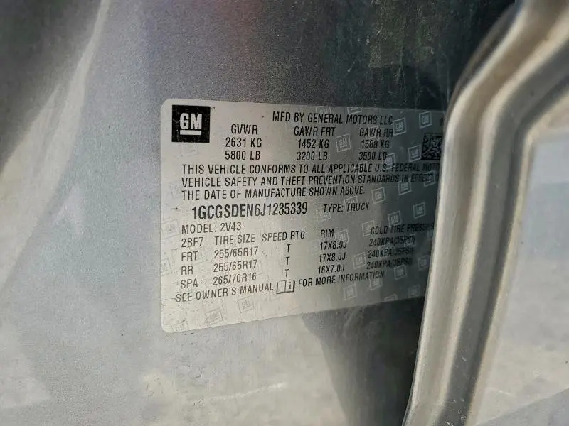 2018 CHEVROLET COLORADO Z71  