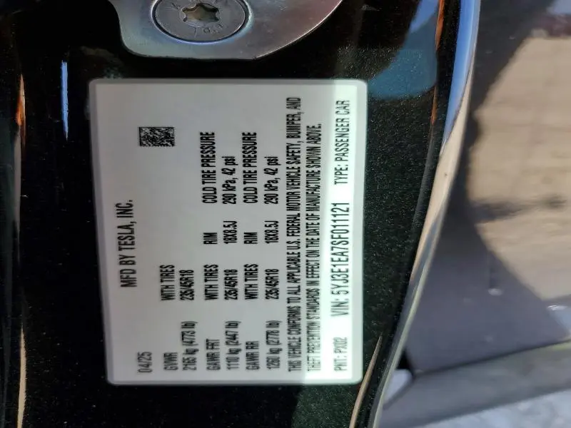 2025 TESLA MODEL 3   