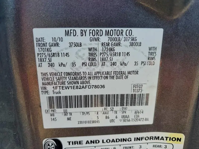 2010 FORD F150 SUPERCREW  