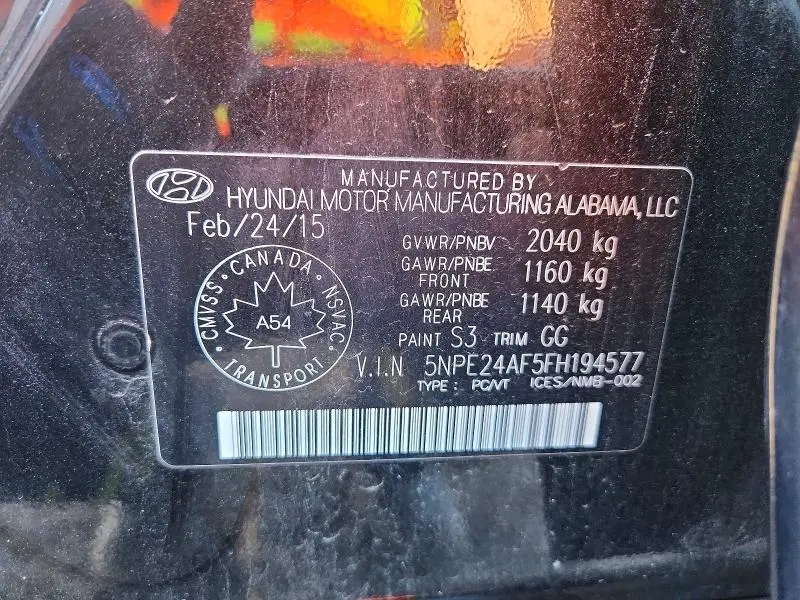 2015 HYUNDAI SONATA SE  