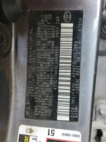 2020 TOYOTA CAMRY LE  