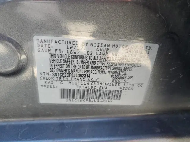 2018 NISSAN VERSA NOTE S  