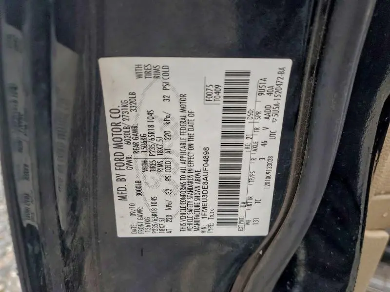 2010 FORD EXPLORER SPORT TRAC LIMITED  