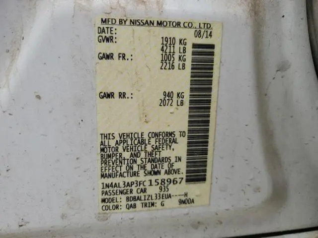 2015 NISSAN ALTIMA 2.5