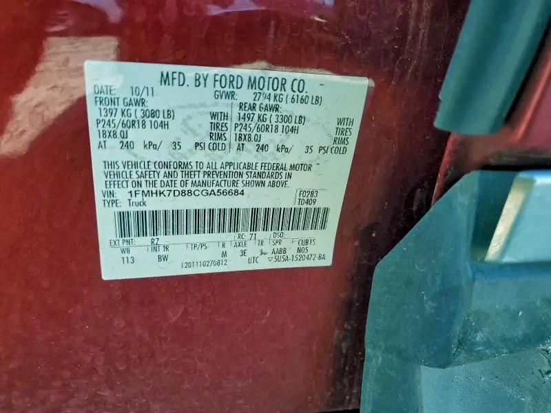 2012 FORD EXPLORER XLT  