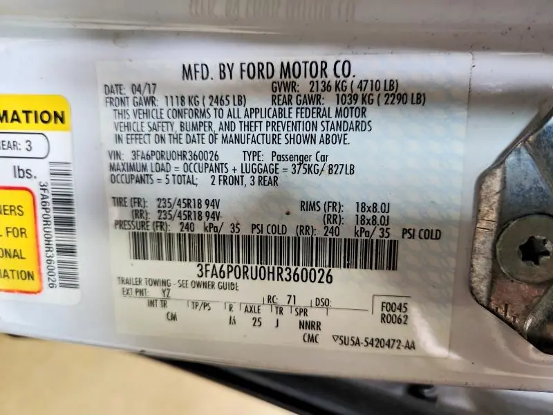 2017 FORD FUSION TITANIUM HEV  