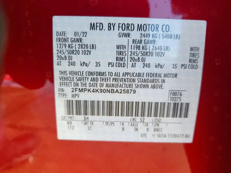 2022 FORD EDGE TITANIUM  