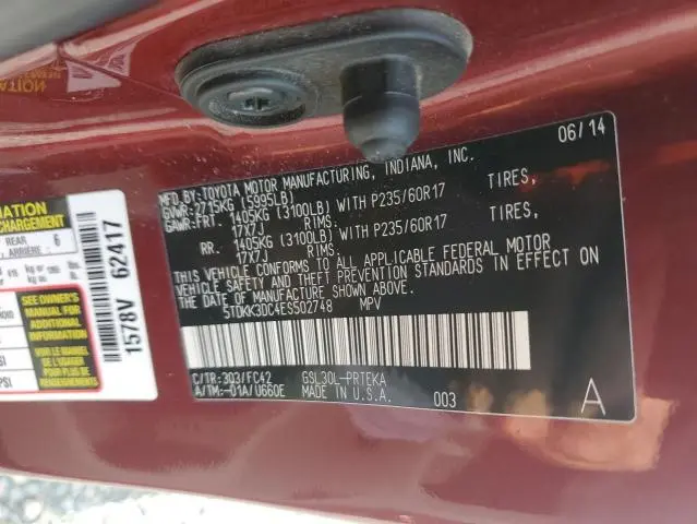 2014 TOYOTA SIENNA LE  