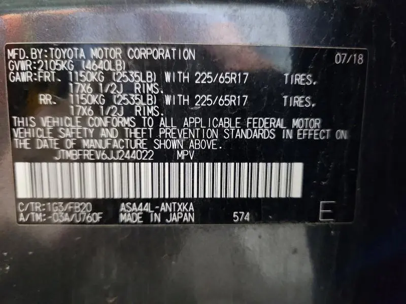 2018 TOYOTA RAV4 LE  