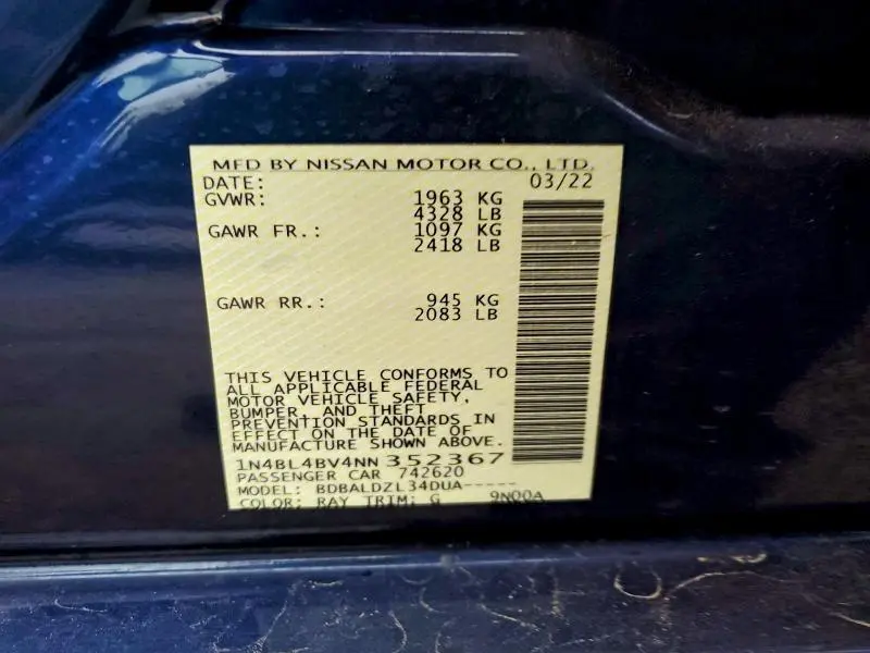 2022 NISSAN ALTIMA S  