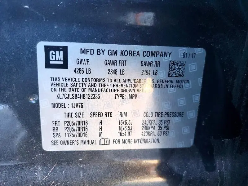 2017 CHEVROLET TRAX 1LT  