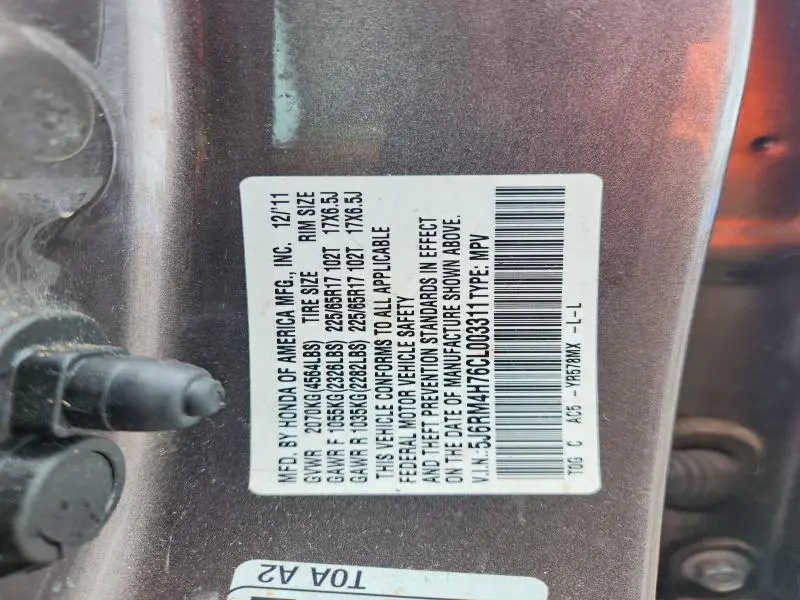 2012 HONDA CR-V EXL  