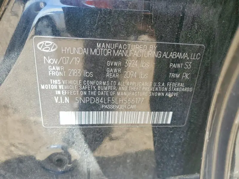 2020 HYUNDAI ELANTRA SEL  