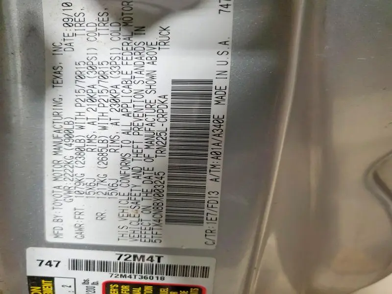 2011 TOYOTA TACOMA ACCESS CAB  