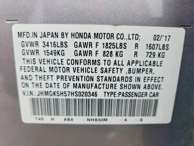 2017 HONDA FIT LX  
