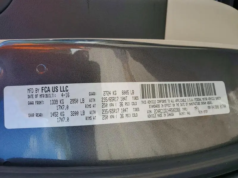 2017 CHRYSLER PACIFICA TOURING  