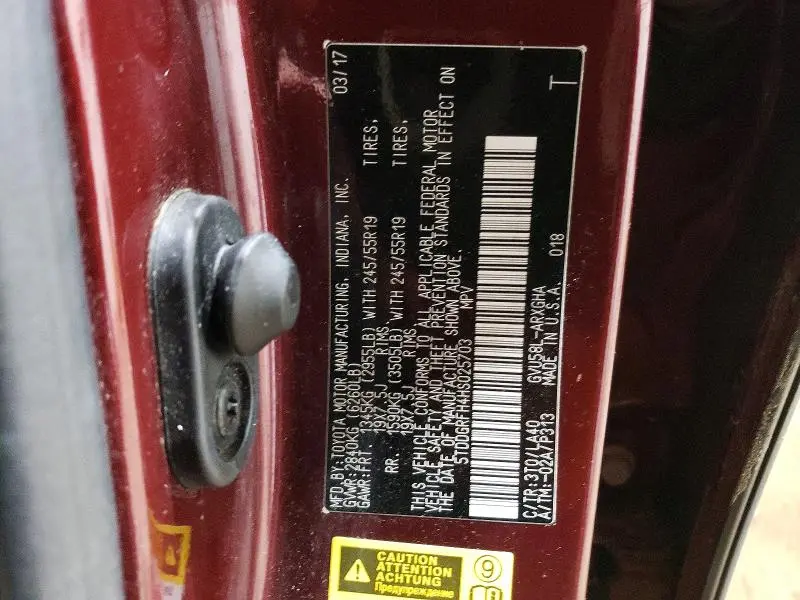 2017 TOYOTA HIGHLANDER HYBRID LIMITED  