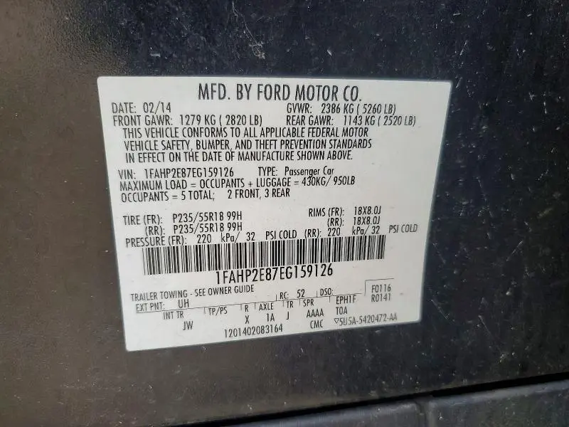 2014 FORD TAURUS SEL  