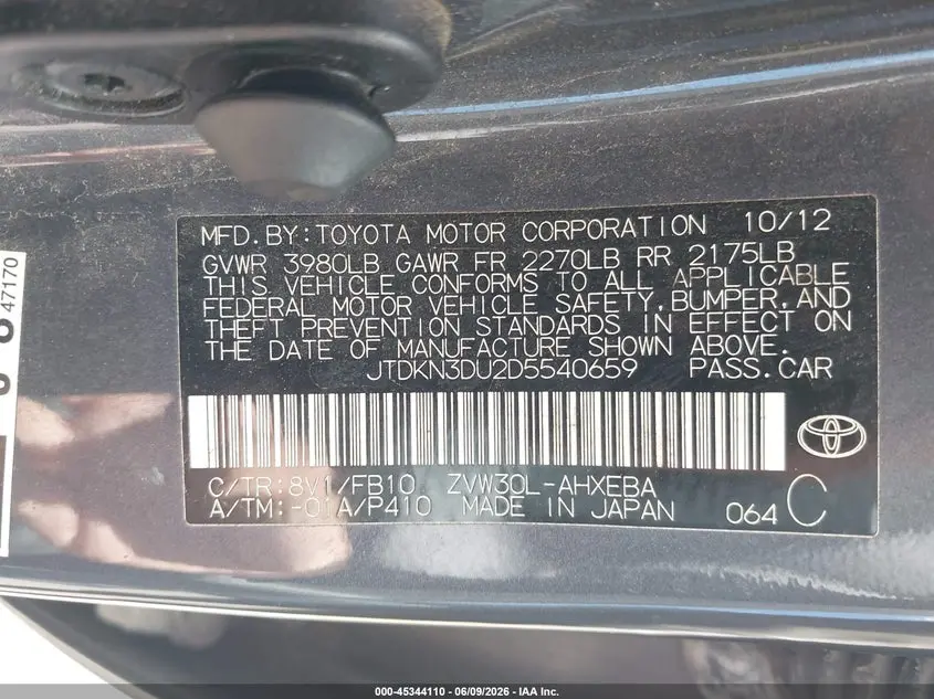 2013 TOYOTA PRIUS FIVE/FOUR/THREE/THREE SE/TWO