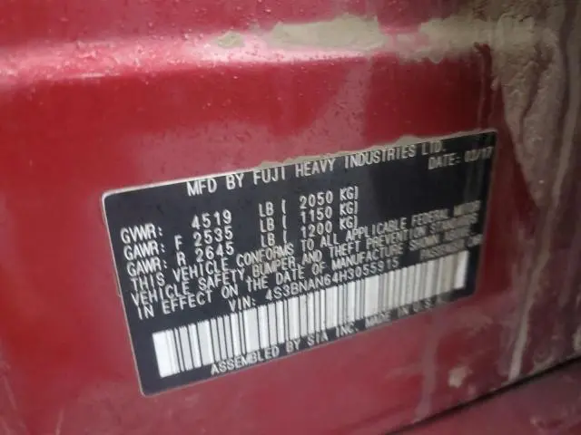 2017 SUBARU LEGACY 2.5I LIMITED  