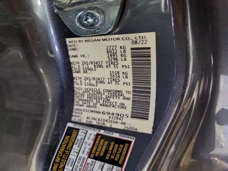 2022 NISSAN FRONTIER S  