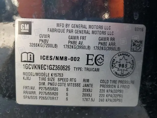 2016 CHEVROLET SILVERADO K1500  