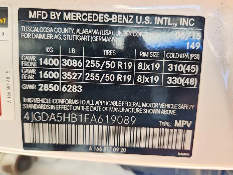 2015 MERCEDES-BENZ ML 350 4MATIC  