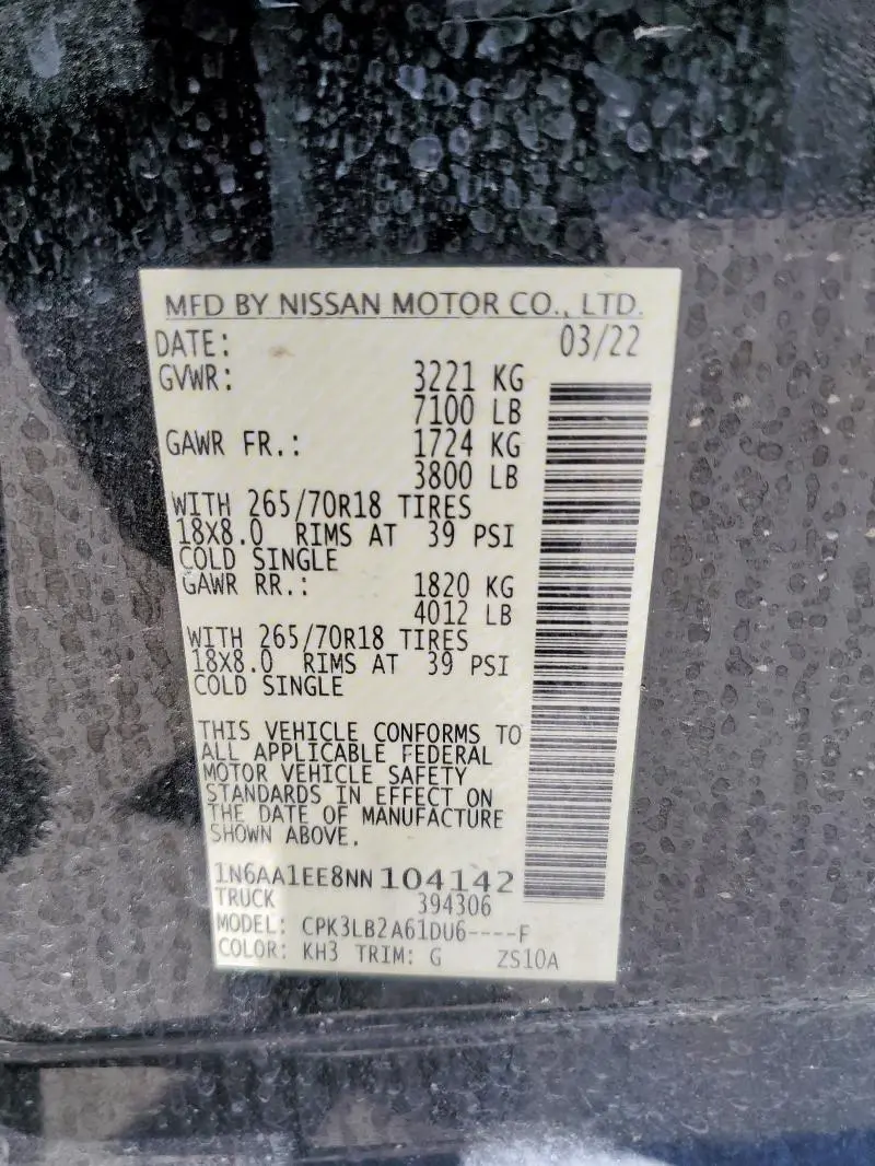 2022 NISSAN TITAN S  