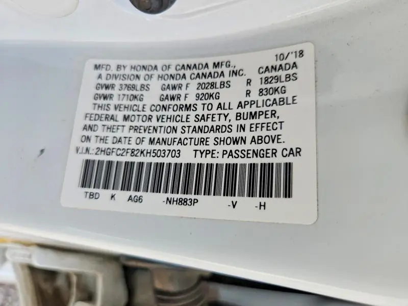 2019 HONDA CIVIC SPORT  