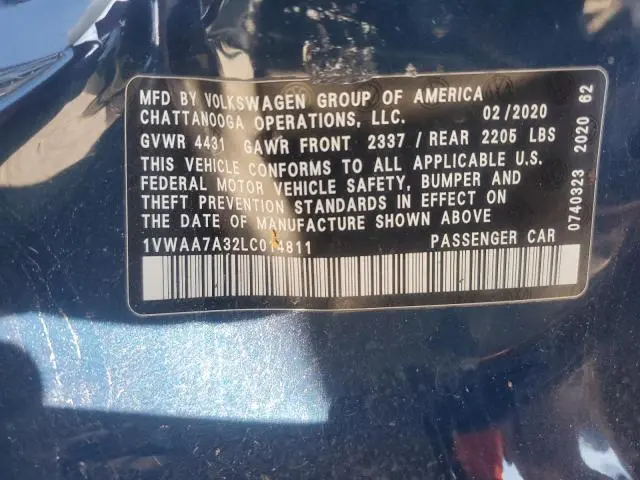 2020 VOLKSWAGEN PASSAT S  