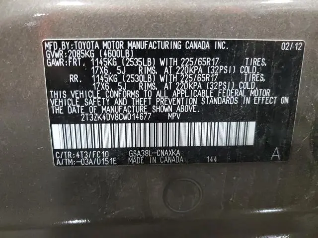 2012 TOYOTA RAV4   