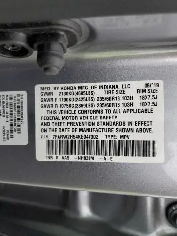 2019 HONDA CR-V EX  