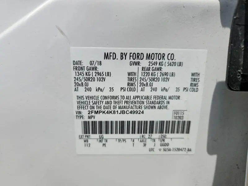 2018 FORD EDGE TITANIUM  