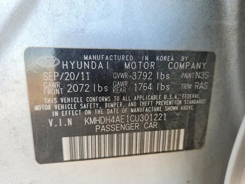 2012 HYUNDAI ELANTRA GLS  